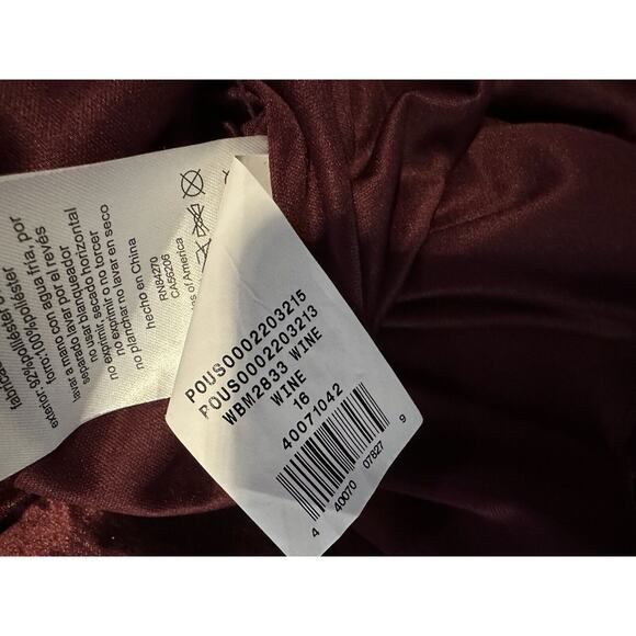 OLEG CASSINI Velvet Gown Sheath Dress Wine Embellished Keyhole Size18 Sleeveless - Picture 8 of 10